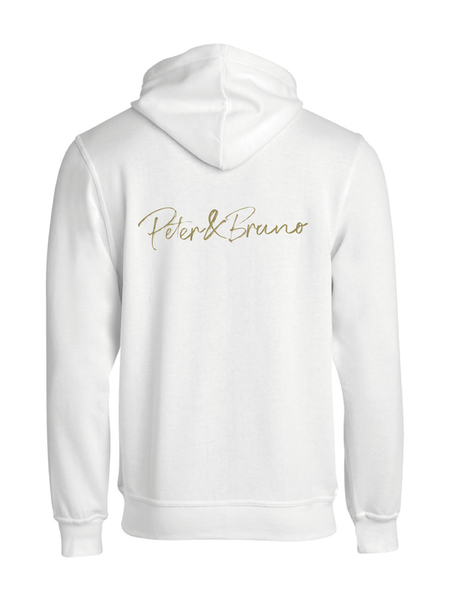 Vit HOODJACKA fram & rygg "Peter & Bruno"