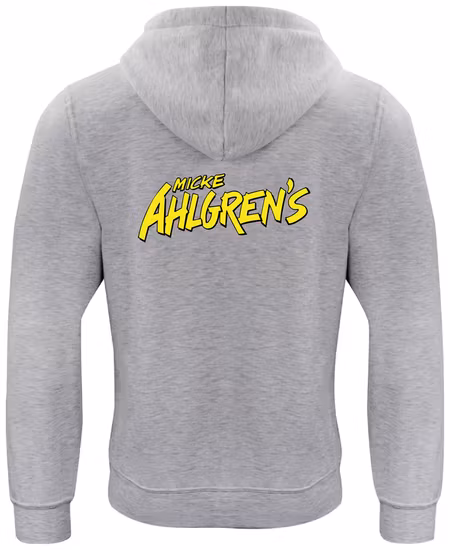 Grå HOODJACKA "Micke Ahlgrens" rygg