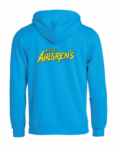 Turkos HOODTRÖJA "Micke Ahlgrens" rygg