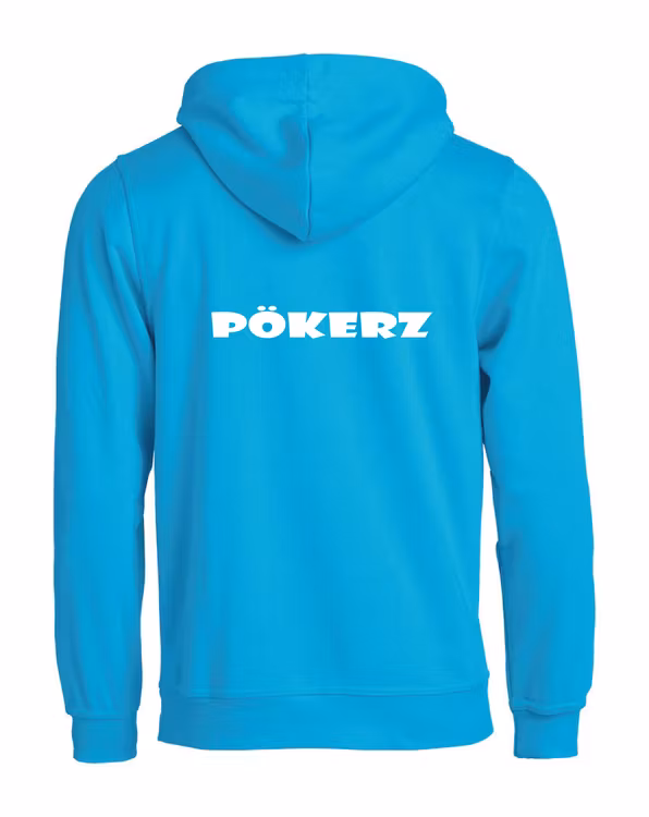 Turkos HOODTRÖJA "PÖKERZ" rygg