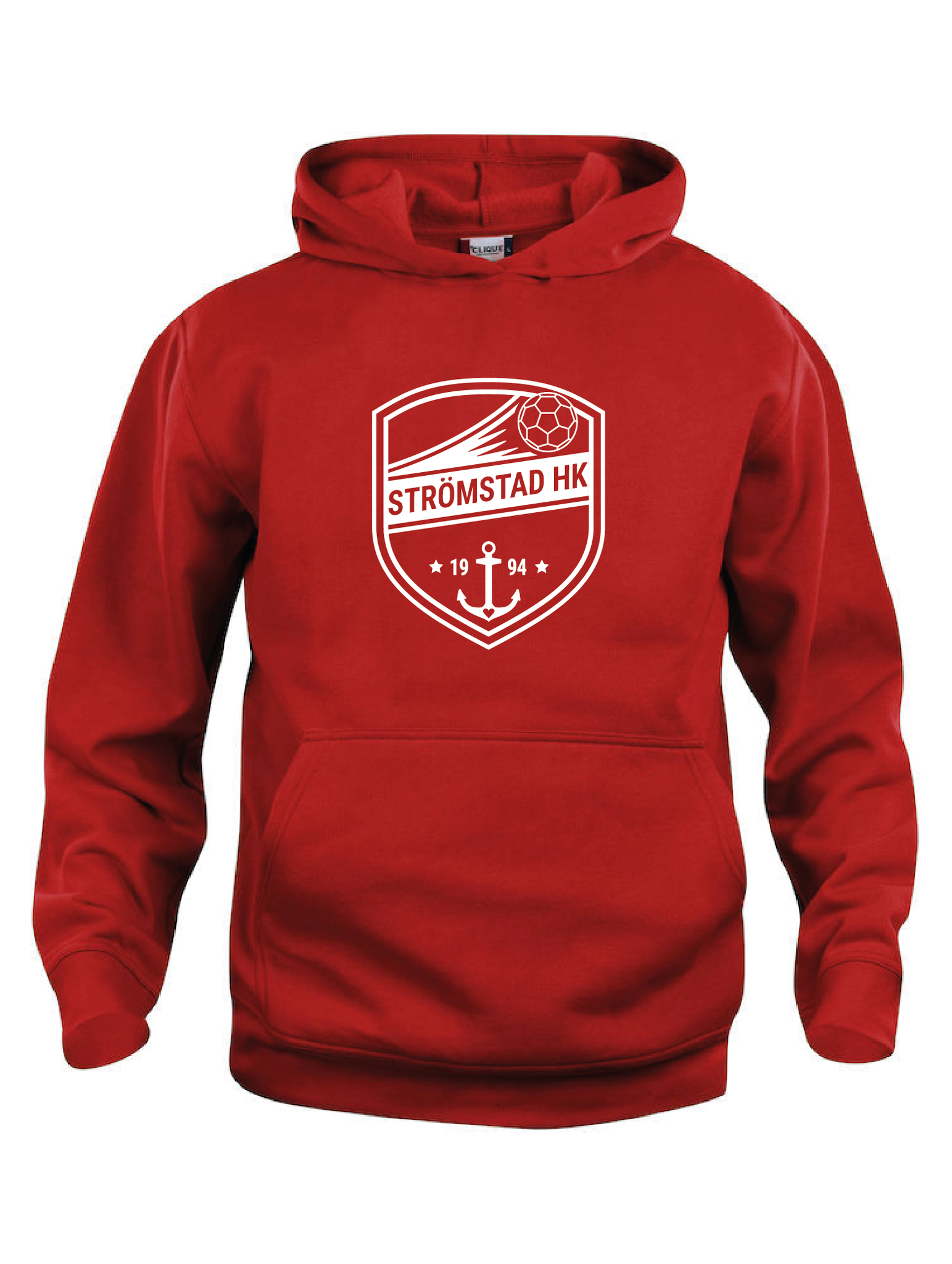 Röd Junior Hoodtröja "SHK Stor Vit"