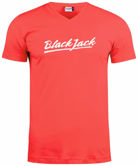 Röd V-hals T-shirt "Black Jack"