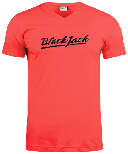 Röd V-hals T-shirt "Black Jack"