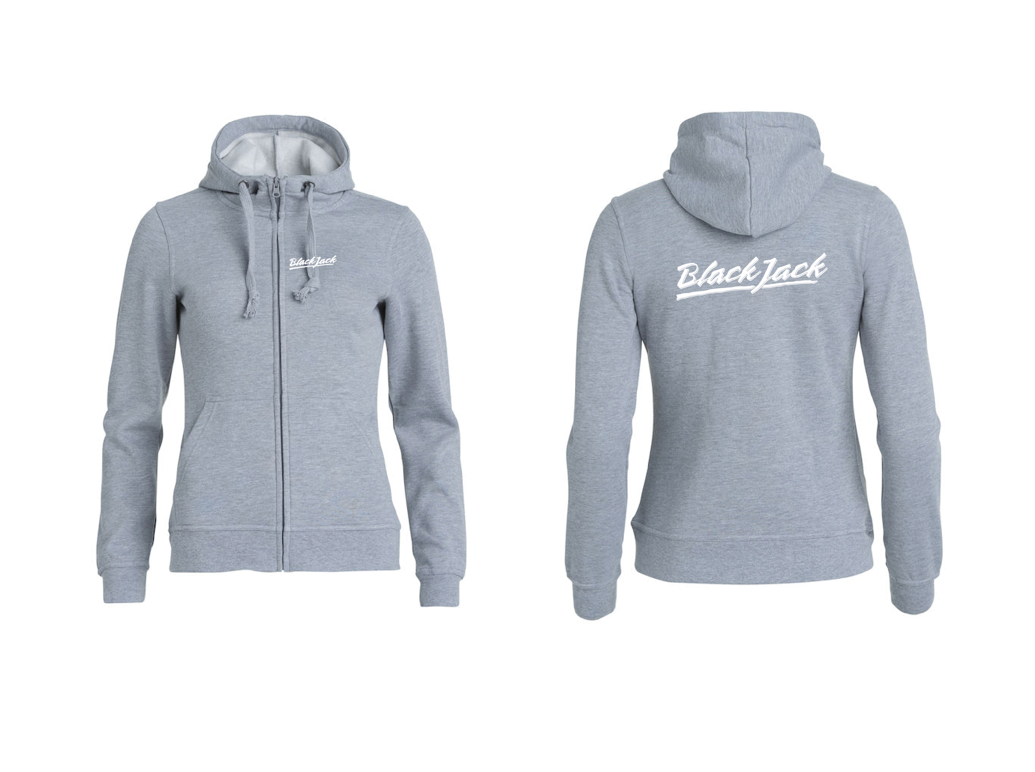 Grå Dam HOODJACKA "Black Jack"  v.bröst & rygg vit