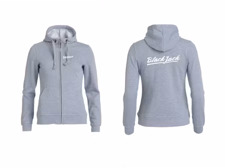 Grå Dam HOODJACKA "Black Jack"  v.bröst & rygg vit