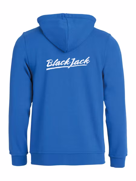 Blå HOODJACKA "Black Jack" v.bröst & rygg