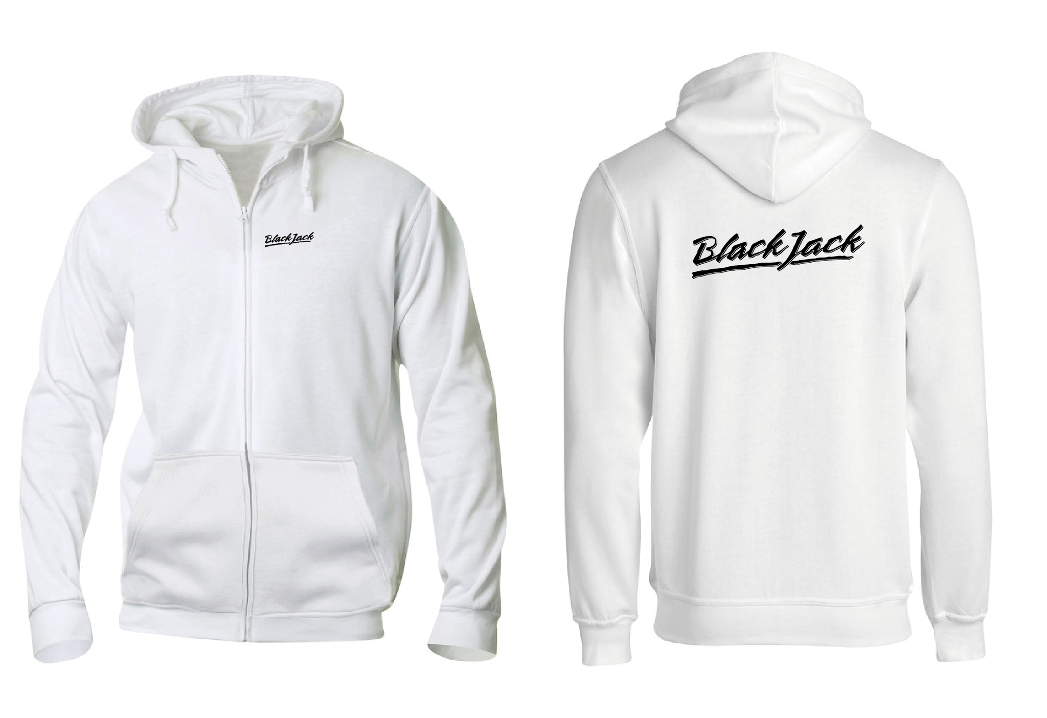 Vit HOODJACKA "Black Jack" v.bröst & rygg