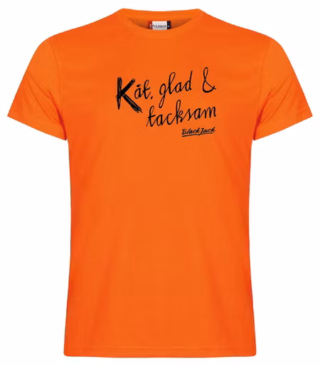 Orange T-shirt "Black Jack Kåt, glad & tacksam"