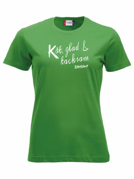 Grön Dam T-shirt "Black Jack Kåt, glad & tacksam"
