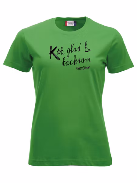 Grön Dam T-shirt "Black Jack Kåt, glad & tacksam"