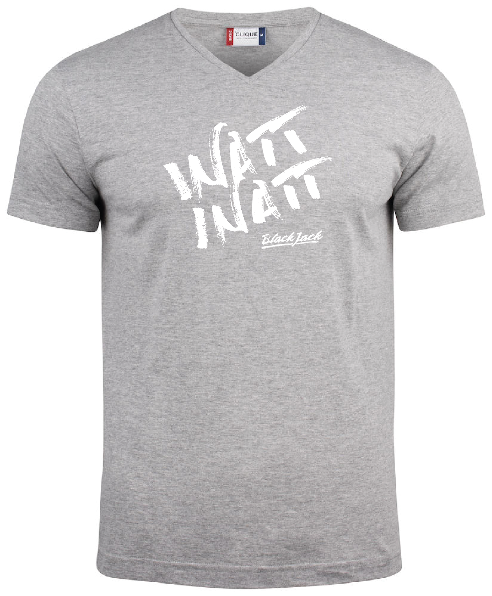 Grå V-hals T-shirt "Black Jack Inatt, Inatt"