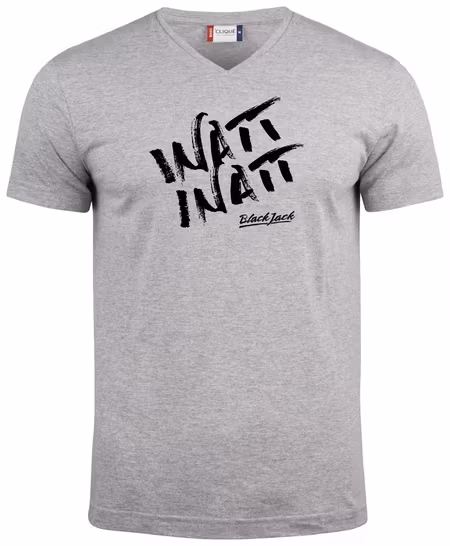 Grå V-hals T-shirt "Black Jack Inatt, Inatt"