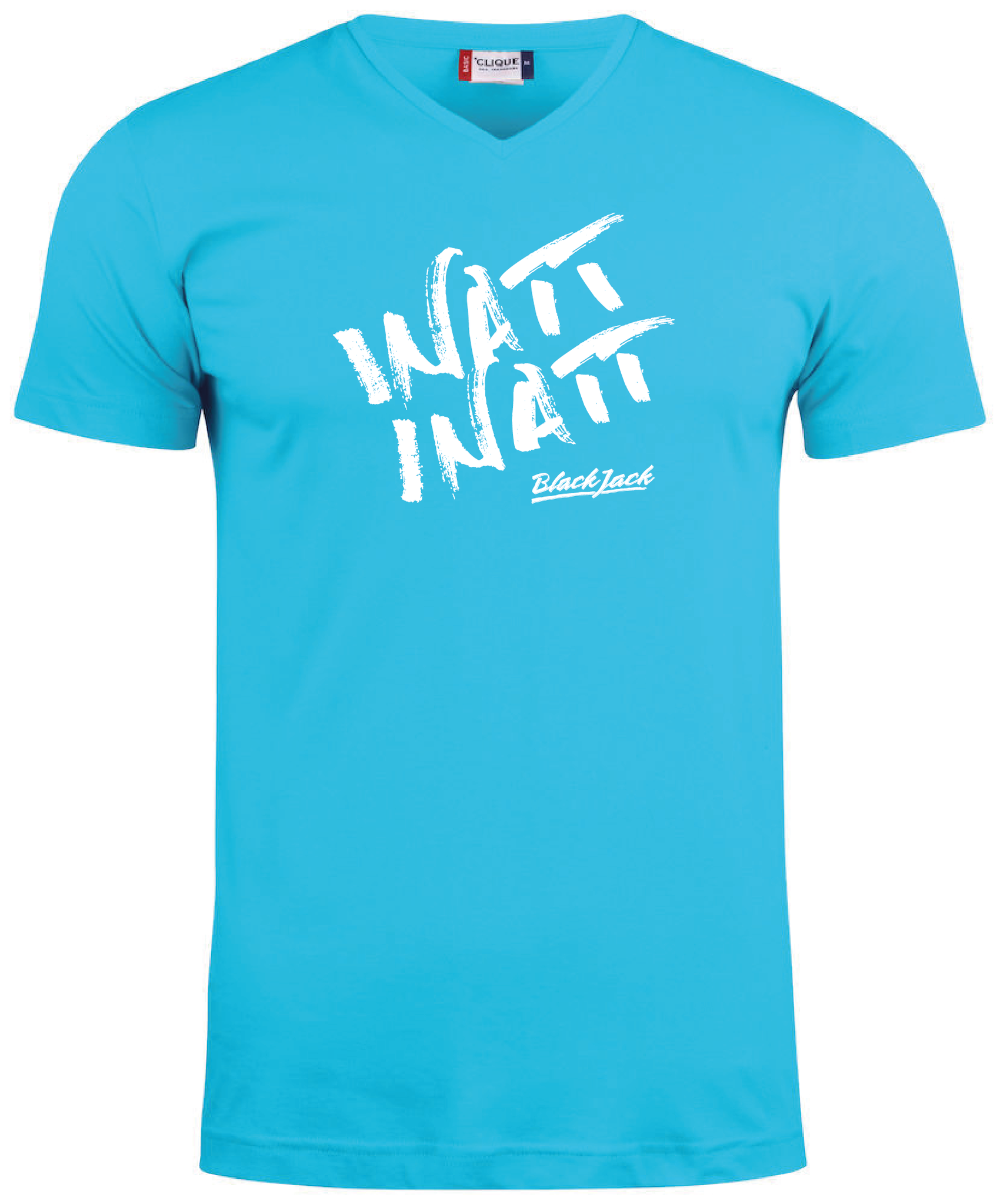 Turkos V-hals T-shirt "Black Jack Inatt, Inatt"