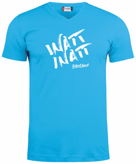 Turkos V-hals T-shirt "Black Jack Inatt, Inatt"
