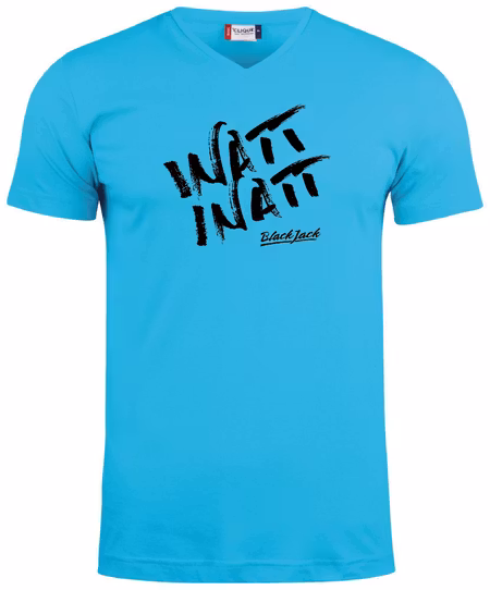 Turkos V-hals T-shirt "Black Jack Inatt, Inatt"