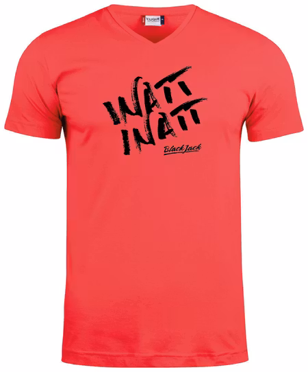 Röd V-hals T-shirt "Black Jack Inatt, Inatt"