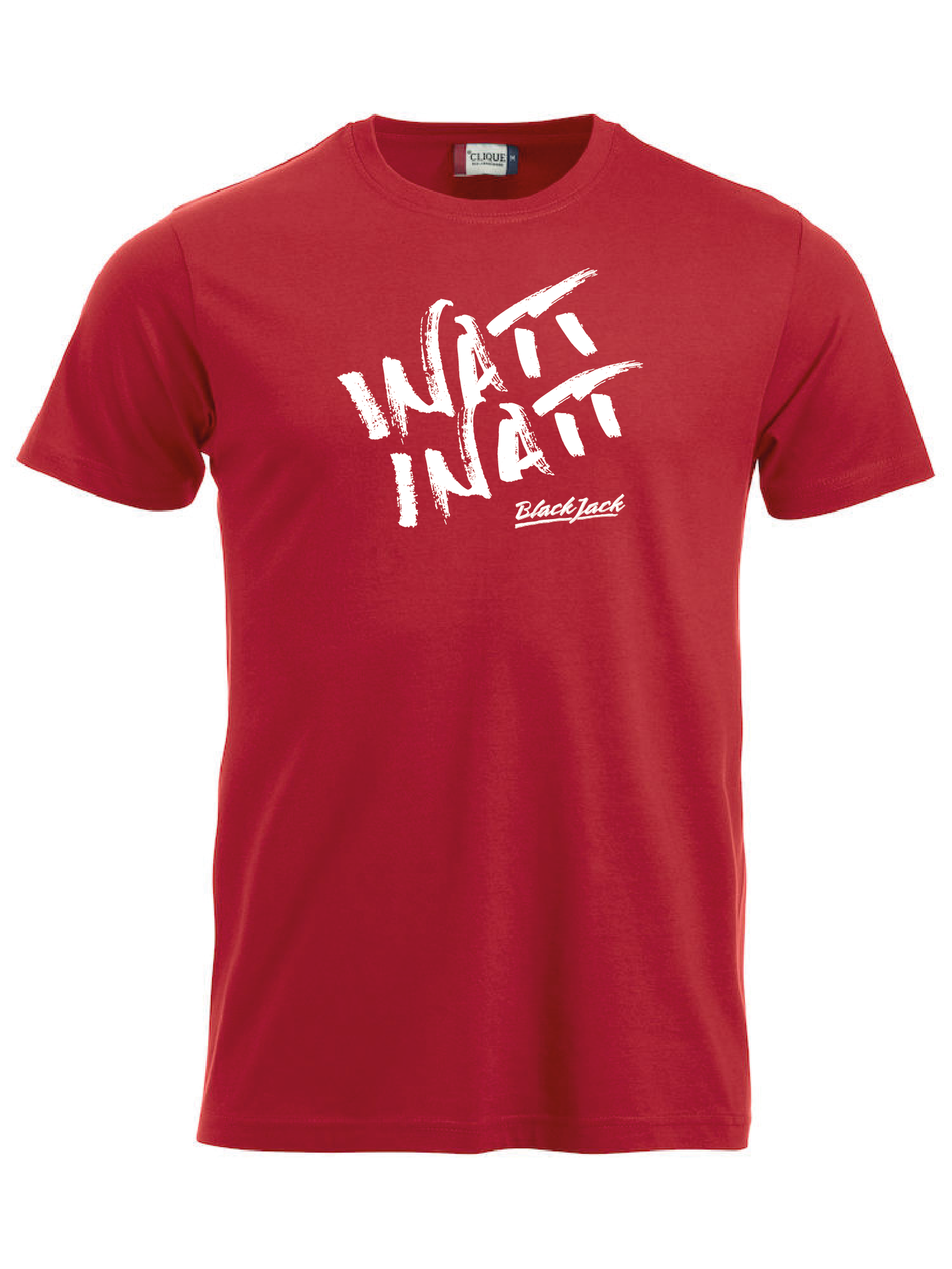 Röd T-shirt "Black Jack Inatt, Inatt"