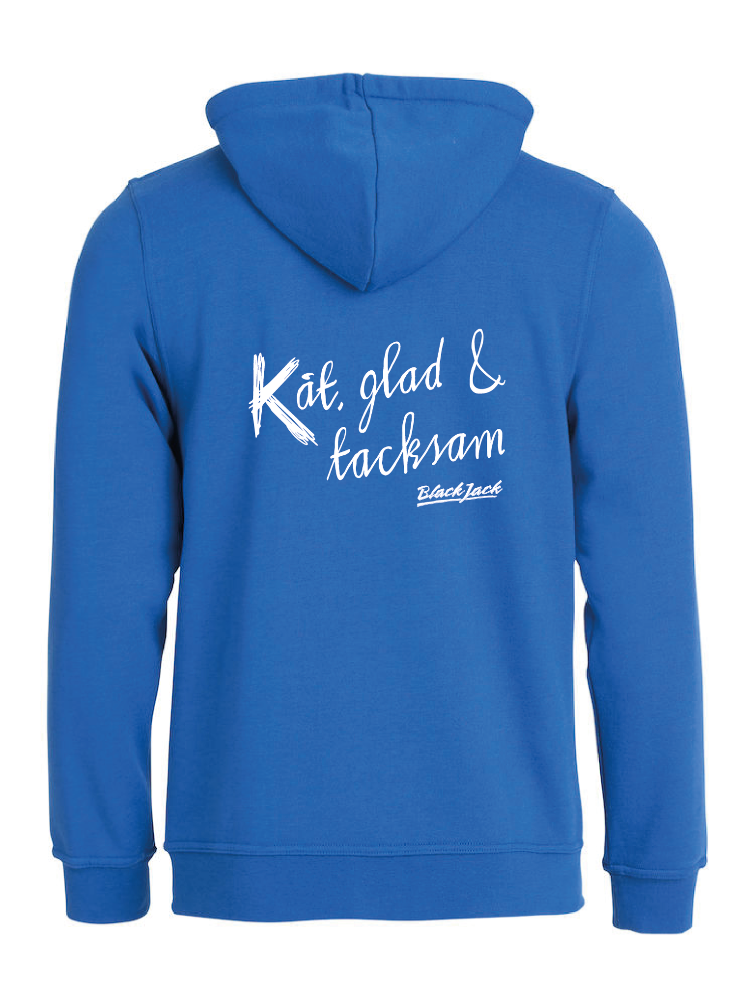 Blå HOODJACKA "Black Jack Kåt, glad & tacksam"