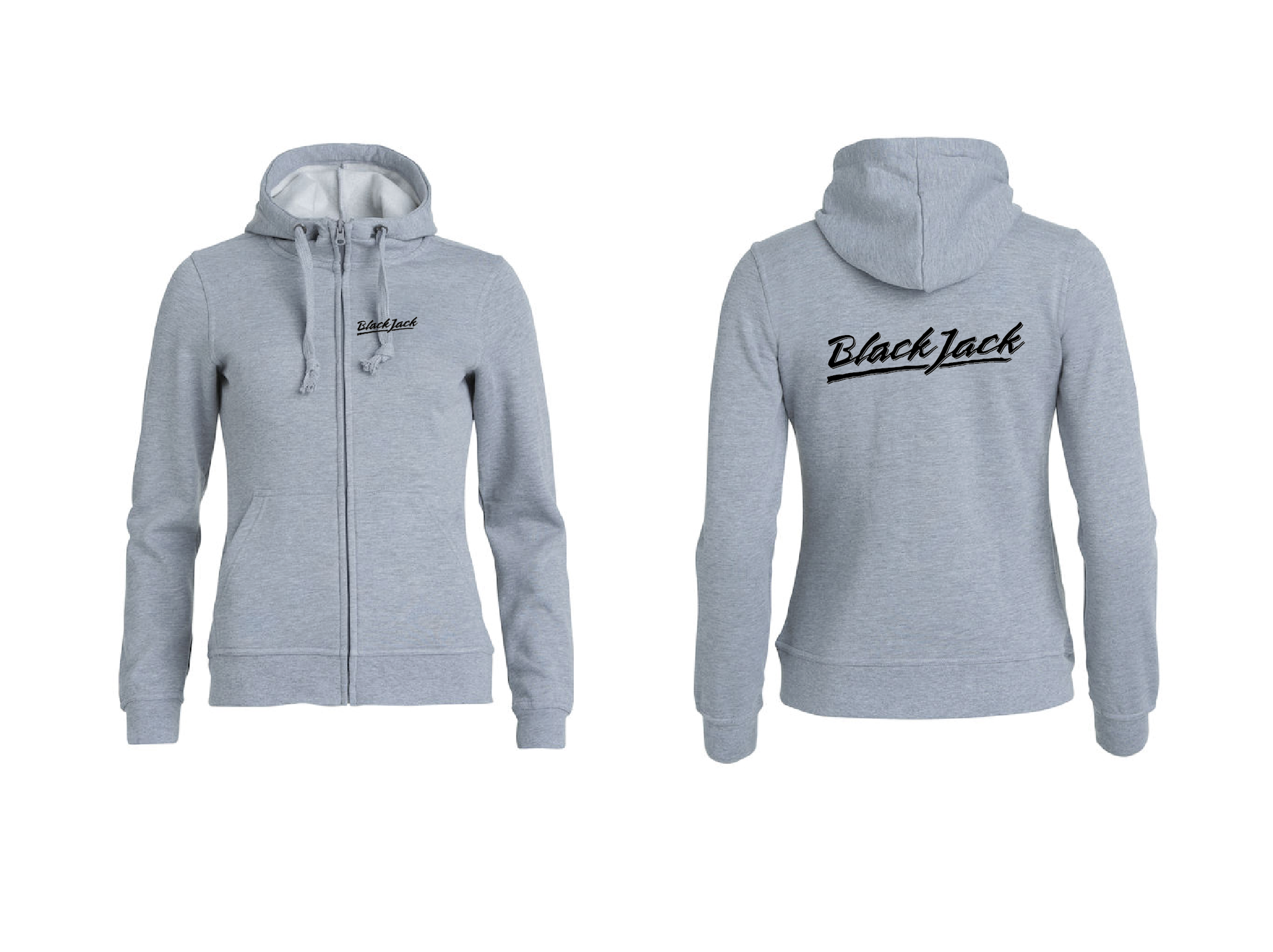 Grå Dam HOODJACKA "Black Jack"  v.bröst & rygg svart