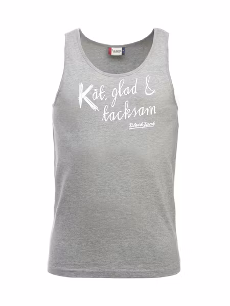 Grå Tank Top "Black Jack Kåt, glad & tacksam"