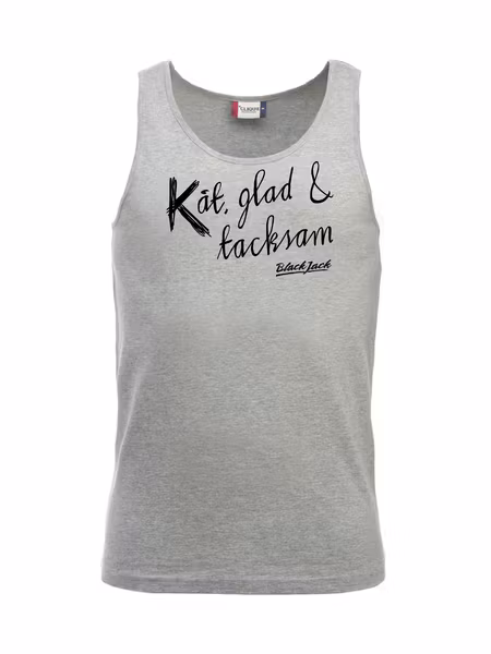Grå Tank Top "Black Jack Kåt, glad & tacksam"