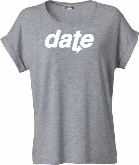 Grå Dam T-shirt Katy "DATE" vit