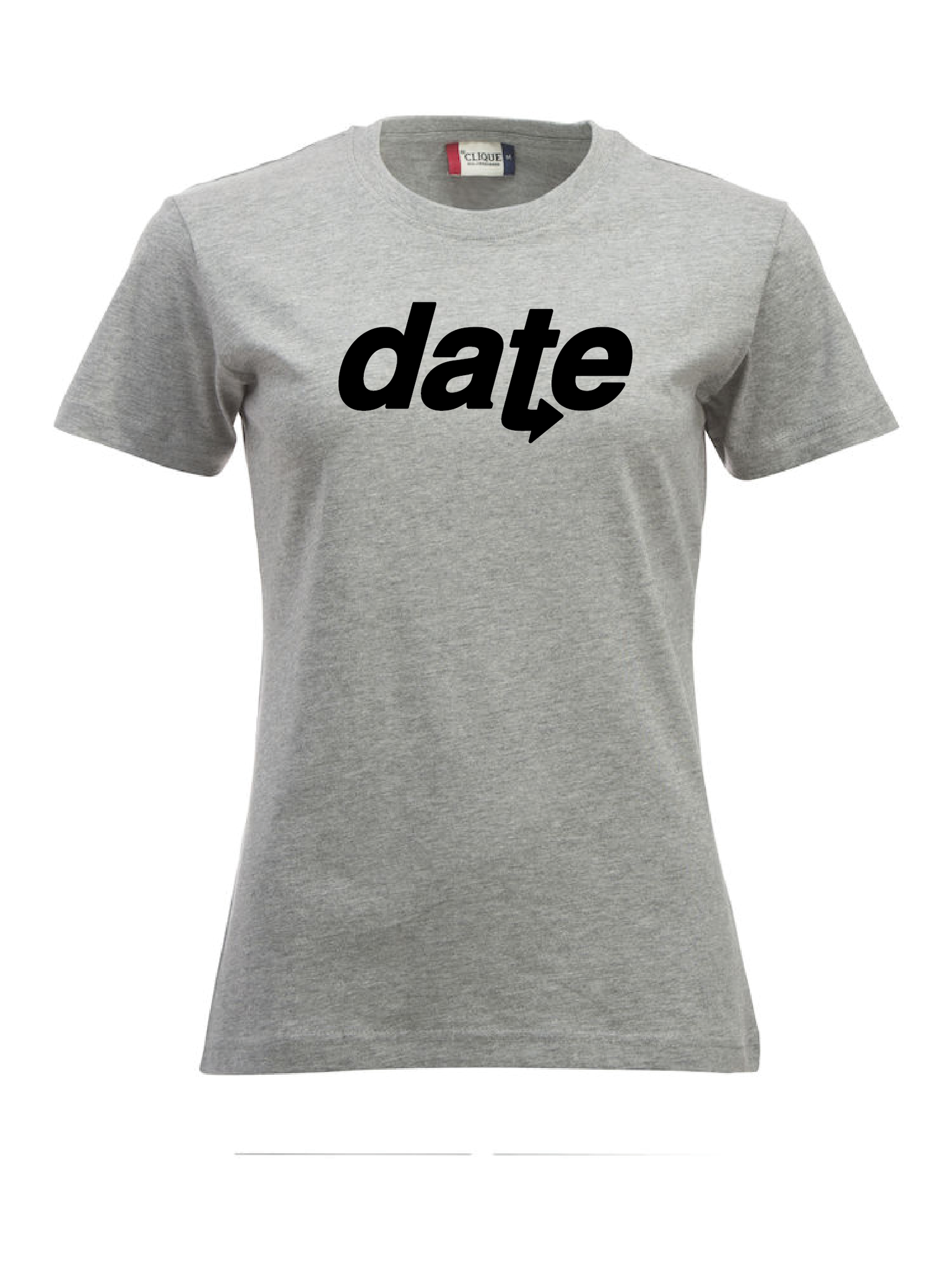 Grå Dam T-shirt "DATE" svart