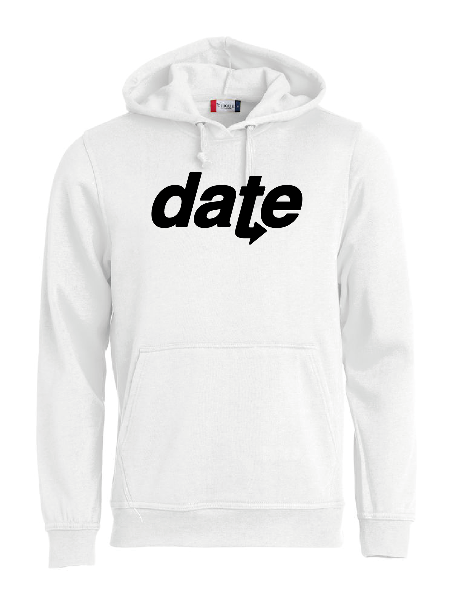 Vit Hoodtröja "DATE"