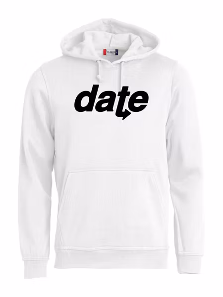 Vit Hoodtröja "DATE"