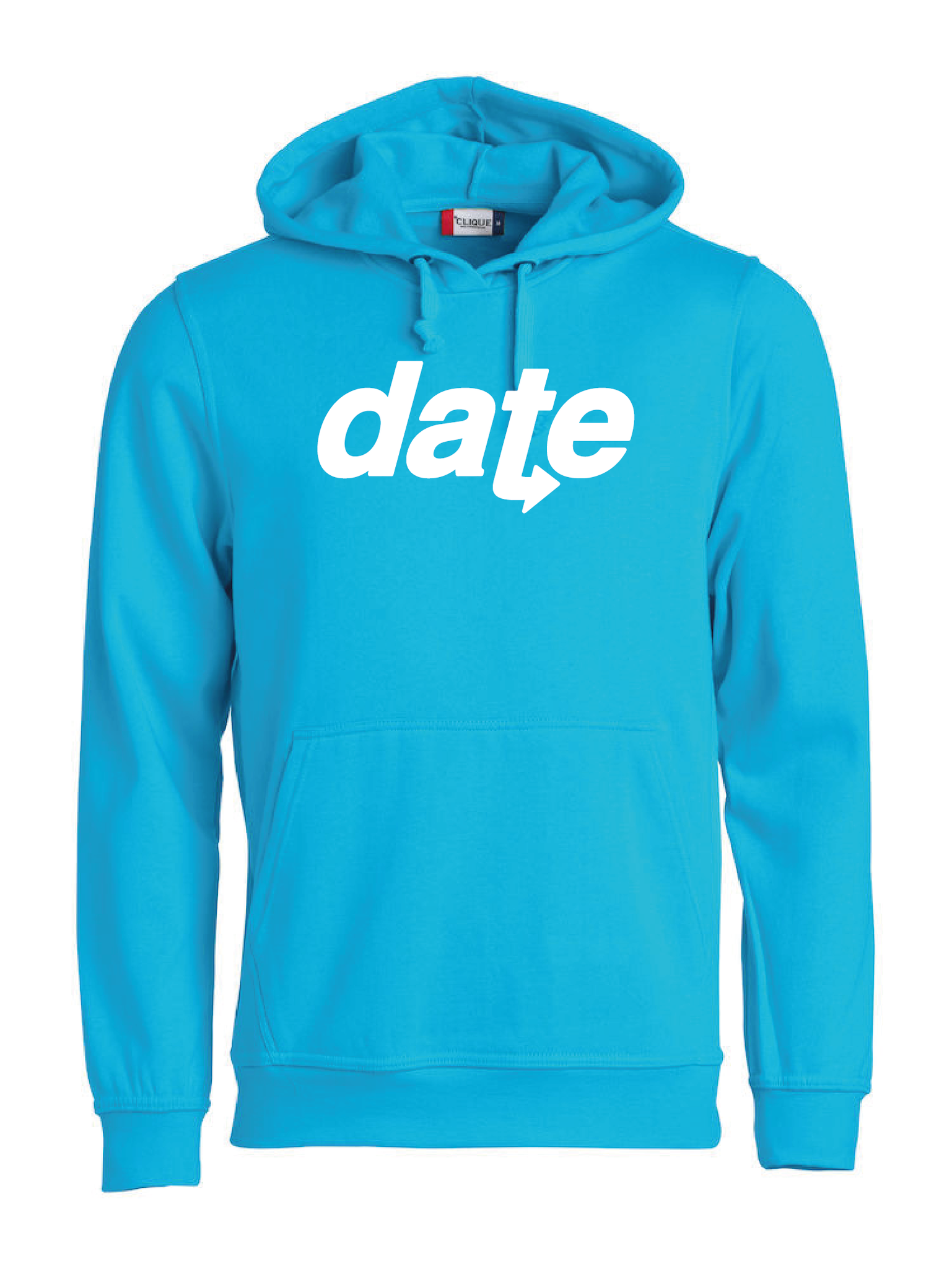 Turkos Hoodtröja "DATE" vit