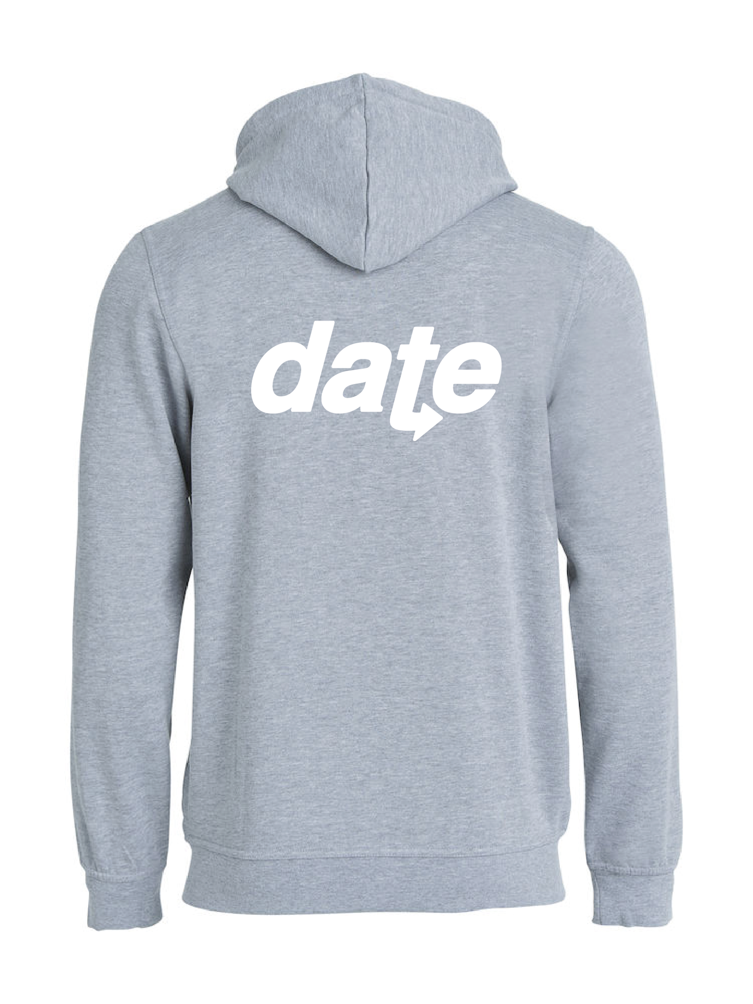 Grå Hoodjacka "DATE" vit, rygg