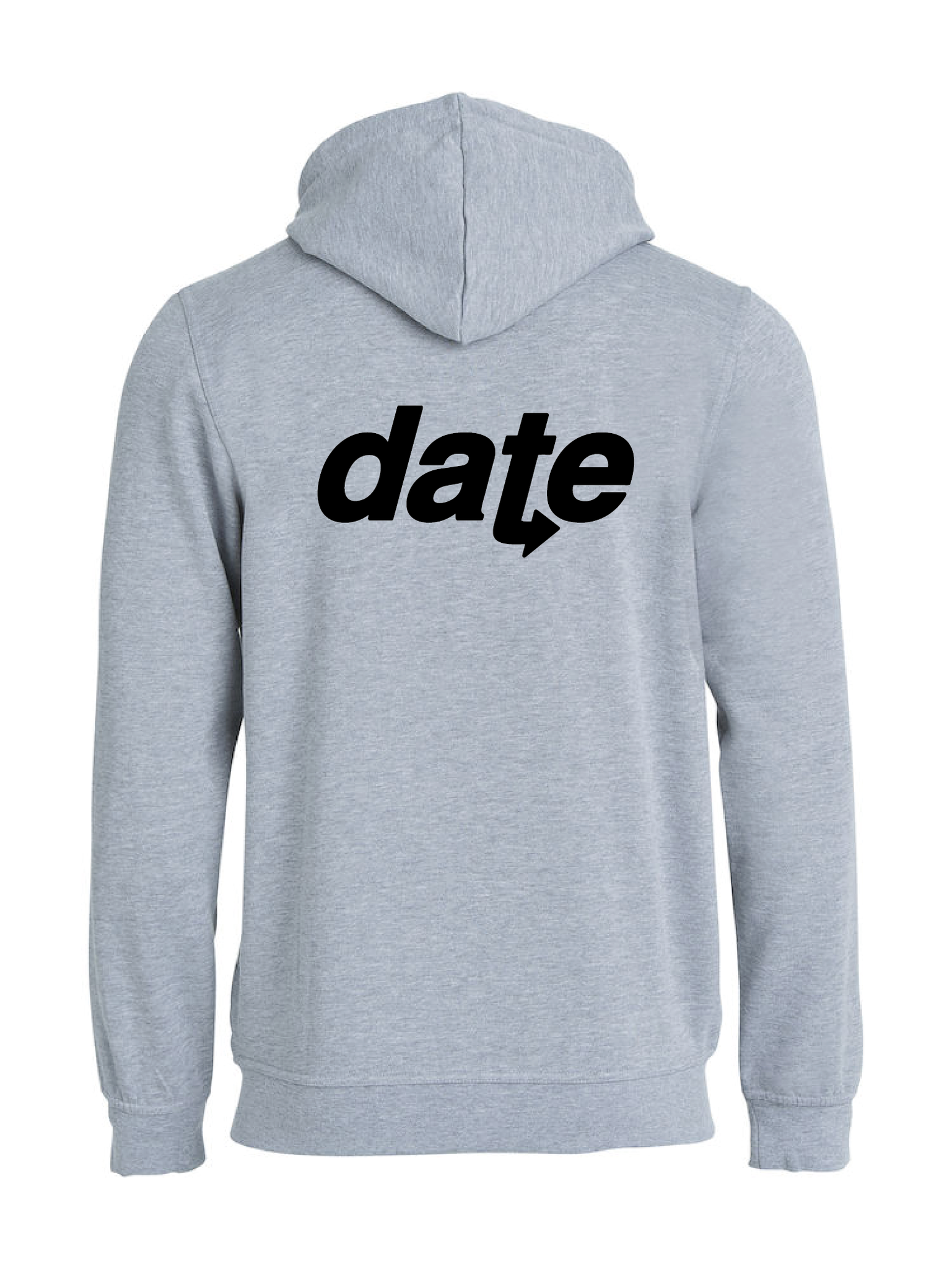 Grå Hoodjacka "DATE" svart, rygg