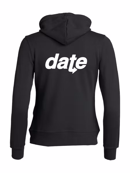 Svart Dam Hoodjacka "DATE" rygg