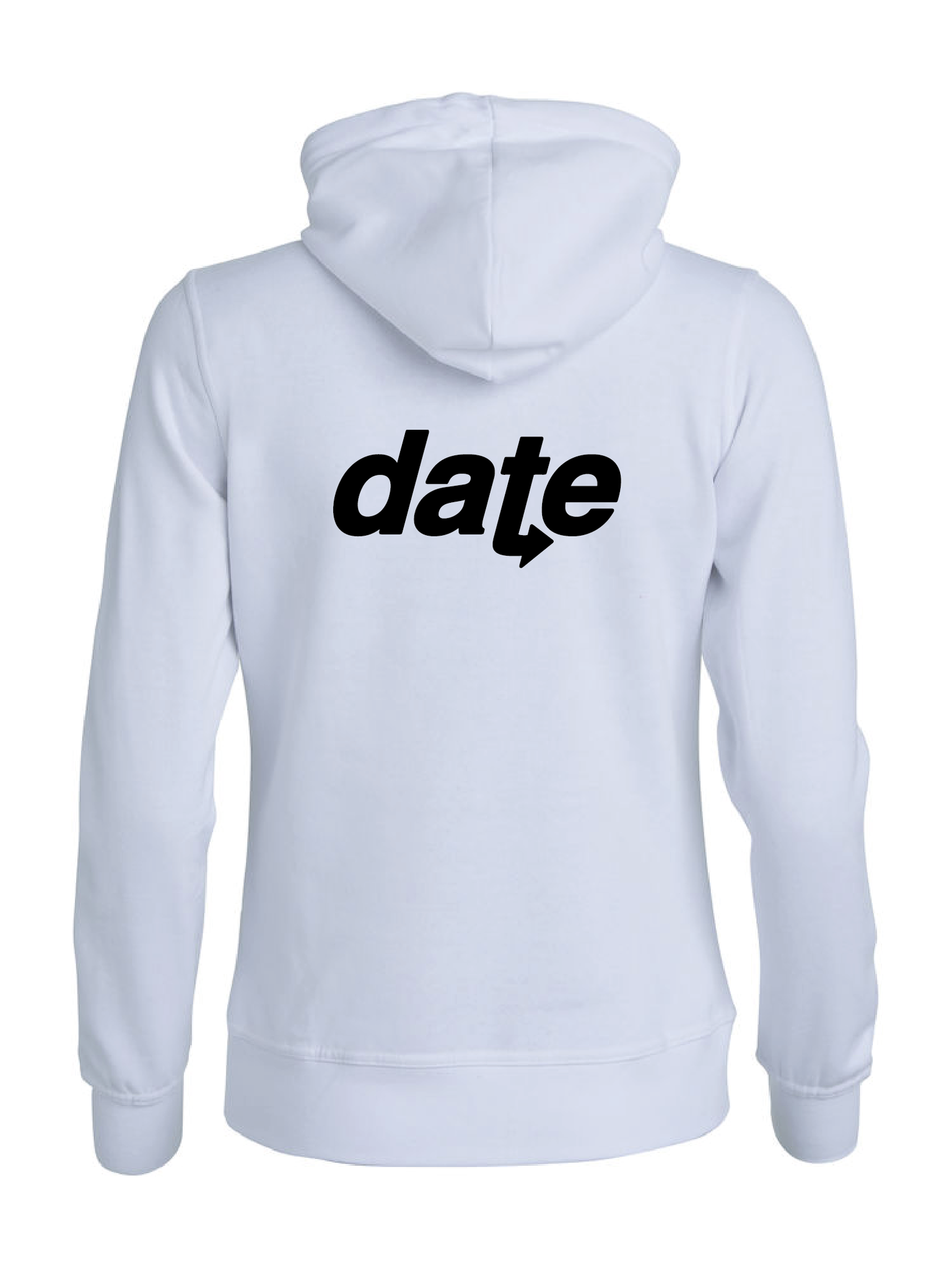 Vit Dam Hoodjacka "DATE" rygg