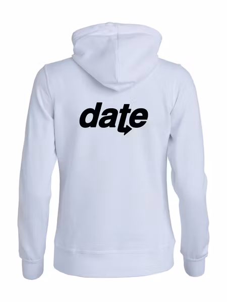 Vit Dam Hoodjacka "DATE" rygg