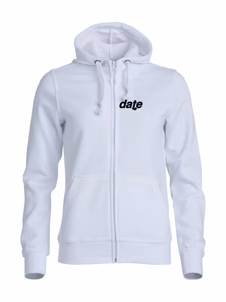 Vit Dam Hoodjacka "DATE" fram