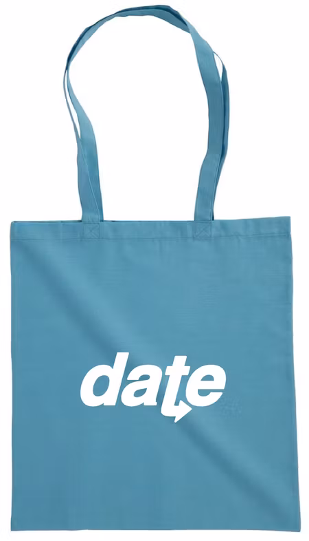 Turkos Tygkasse "DATE" vit