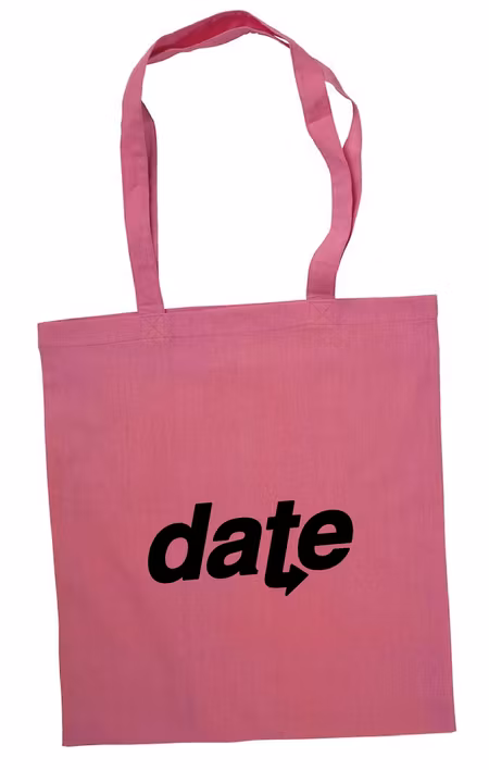 Rosa Tygkasse "DATE" svart