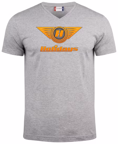 Grå V-hals T-shirt "HOLIDAYS LOGO"