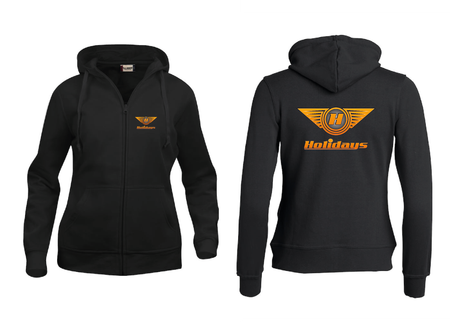 Svart Dam Hoodjacka "HOLIDAYS LOGO" fram & rygg