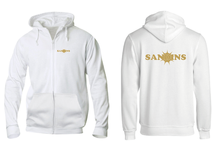 Vit HOODJACKA "Sandins" v.bröst & rygg