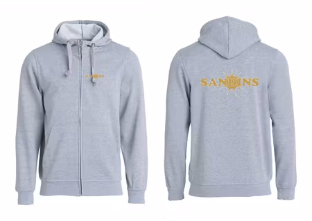 Grå HOODJACKA "Sandins" v.bröst & rygg