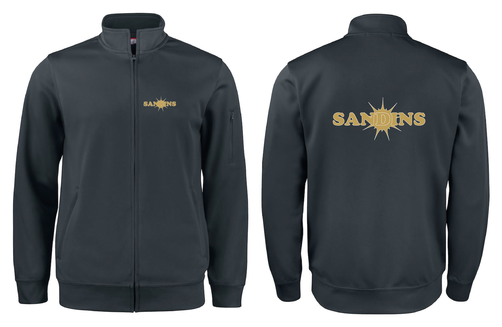 Svart Cardigan Active "SANDINS" fram & rygg