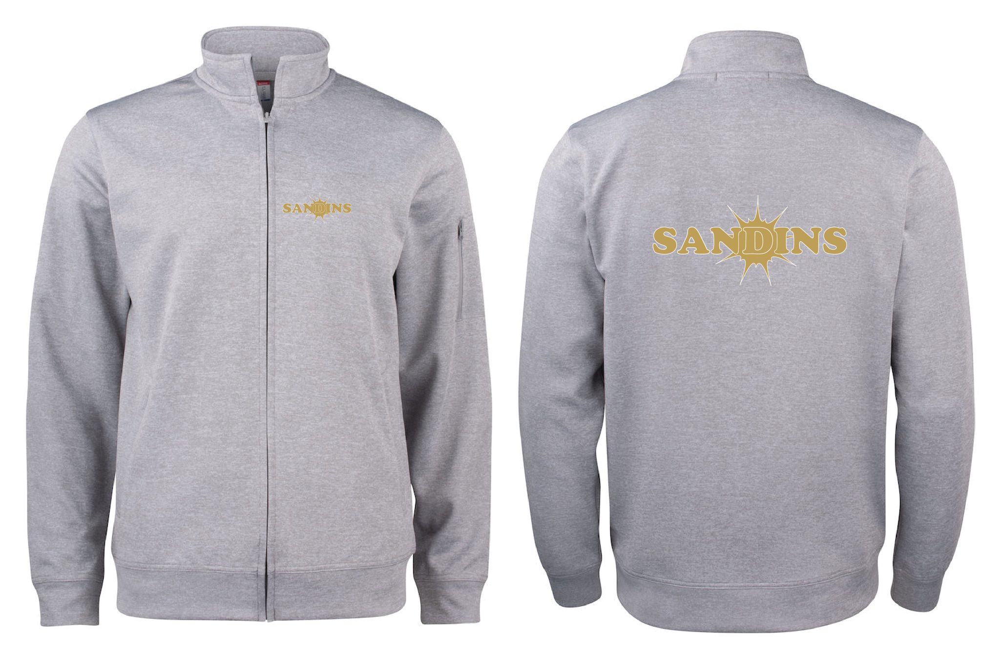 Grå Cardigan Active "SANDINS" fram & rygg