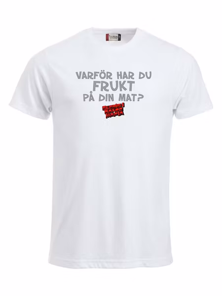 Vit T-shirt "SDM Frukt"