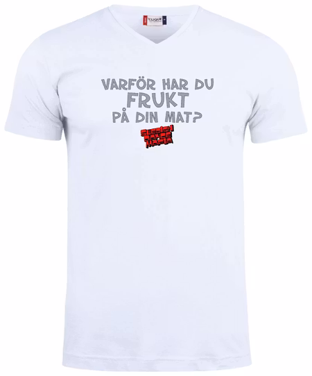 Vit V-hals T-shirt "SDM Frukt"