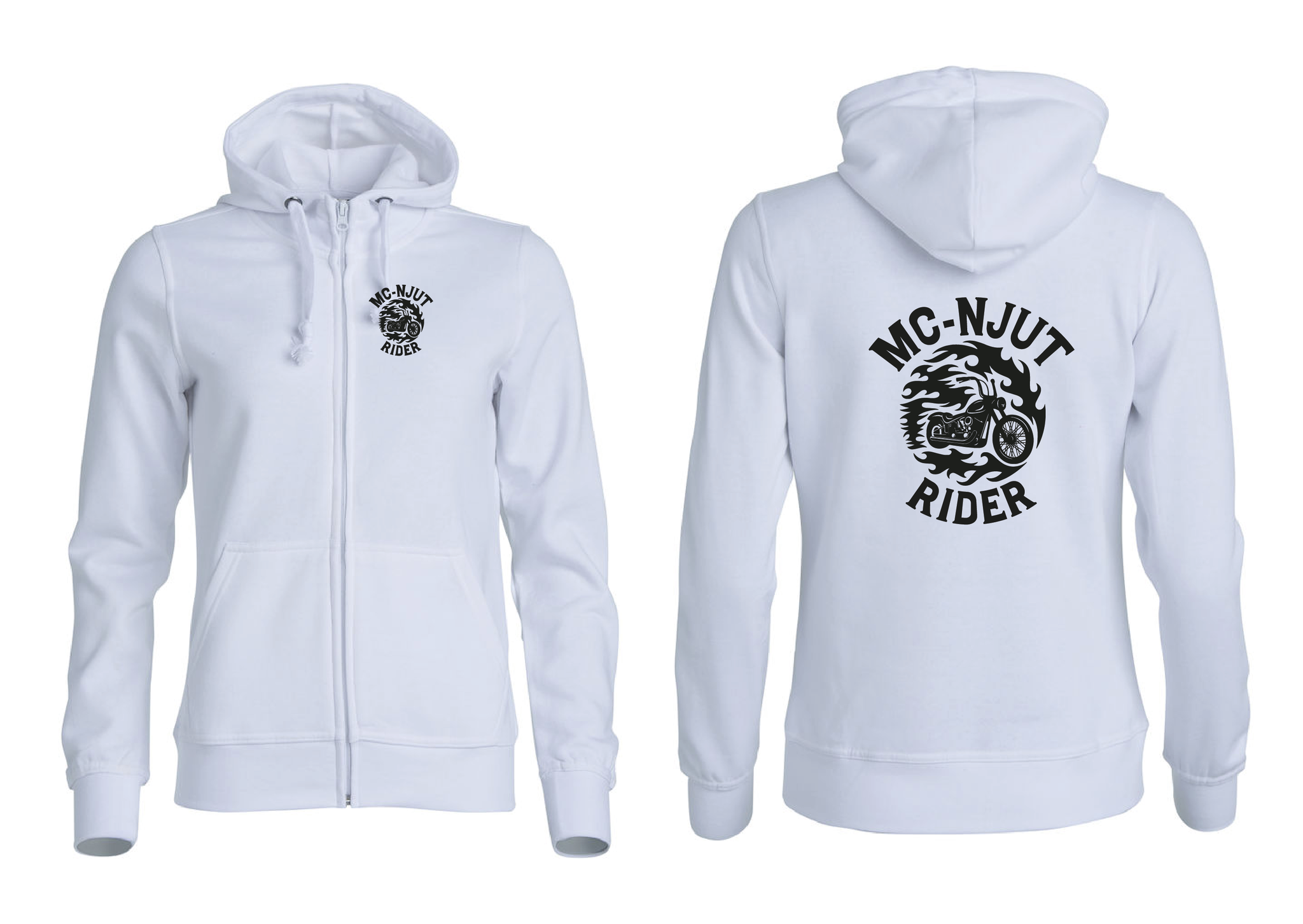 Vit Dam HOODJACKA "MC-NJUT"  v.bröst & rygg