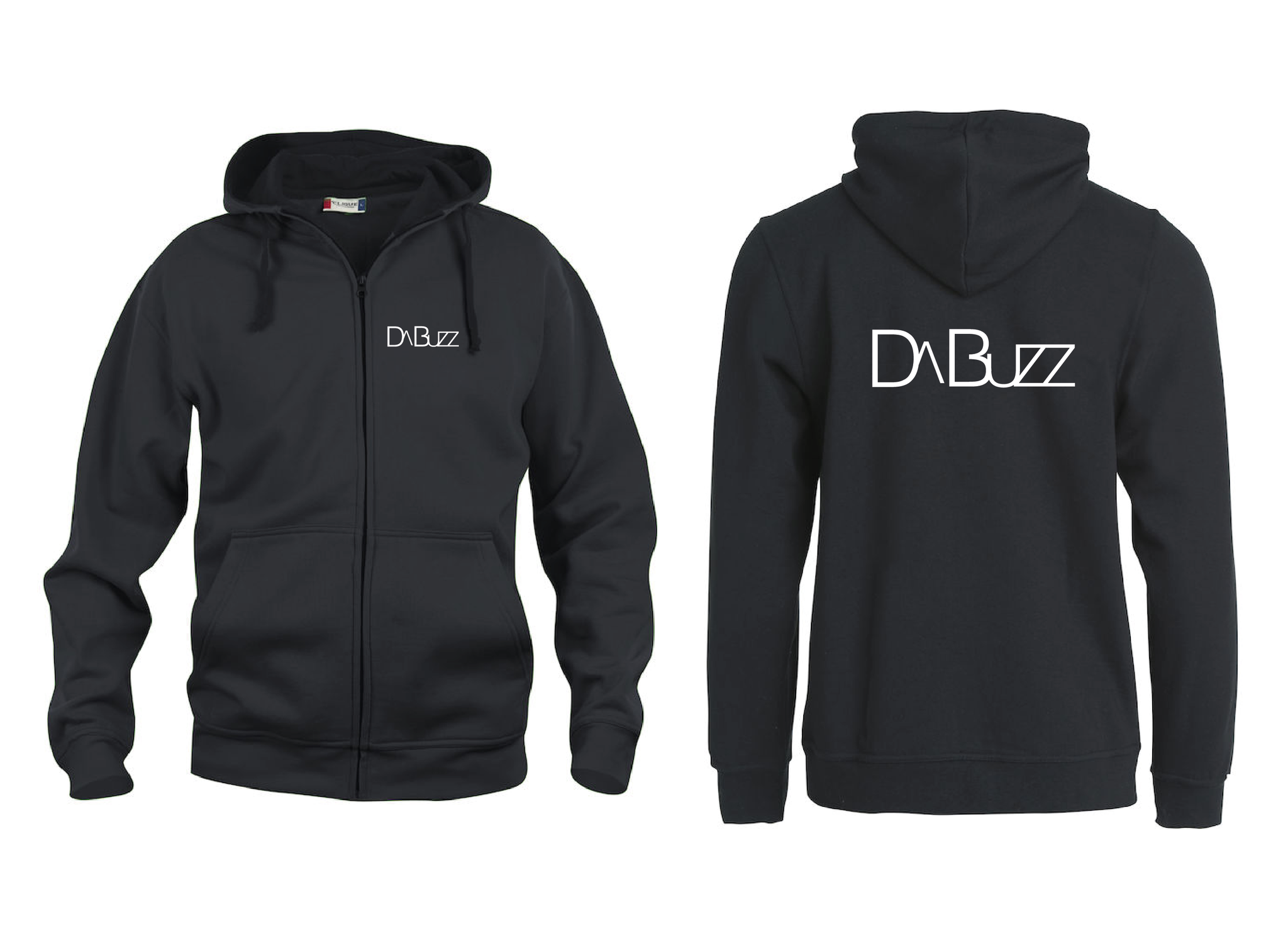 Svart HOODJACKA "DaBuzz" v.bröst & rygg