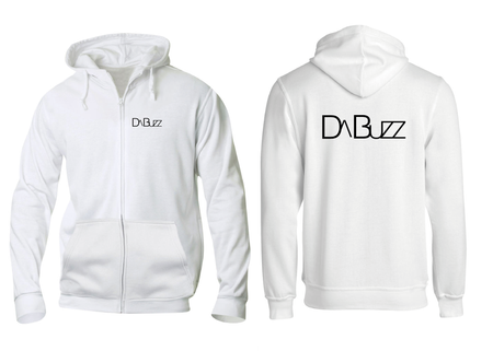 Vit HOODJACKA "DaBuzz" v.bröst & rygg