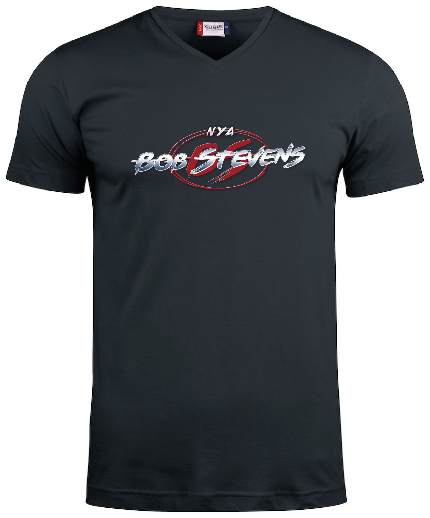 Svart V-hals T-SHIRT "BOB STEVENS"